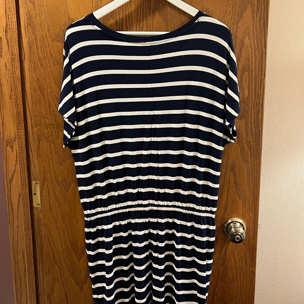 Banana Republic Navy & White Striped Midi Dress - Picture 4 of 6